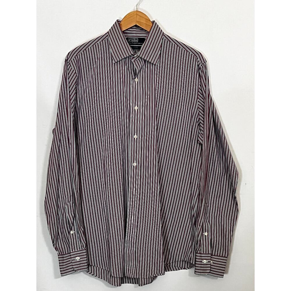 Polo by Ralph Lauren Curham Custom Fit Size 16 L  Men's Striped Long Sleeve